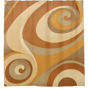 Groovy Orange Gold Brown Mid Century Modern Shower Curtain