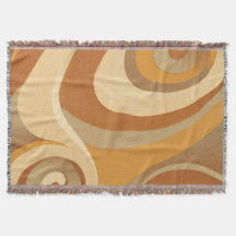 Groovy Orange Gold Brown Mid Century Modern