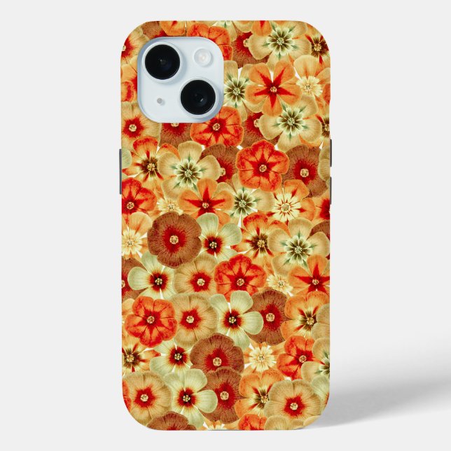 Groovy Orange Hippie Flowers Pattern Case-Mate iPhone Case (Back)