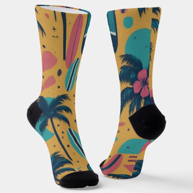 Groovy Palms & Surfboards Socks (Angled)