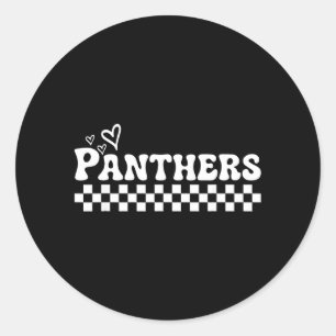 Groovy Panthers High School Spirit Fan Team Back Classic Round Sticker
