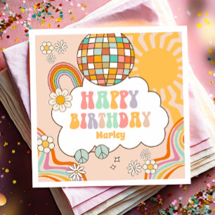Groovy Party Retro Hippie 70s Rainbow Birthday Napkin