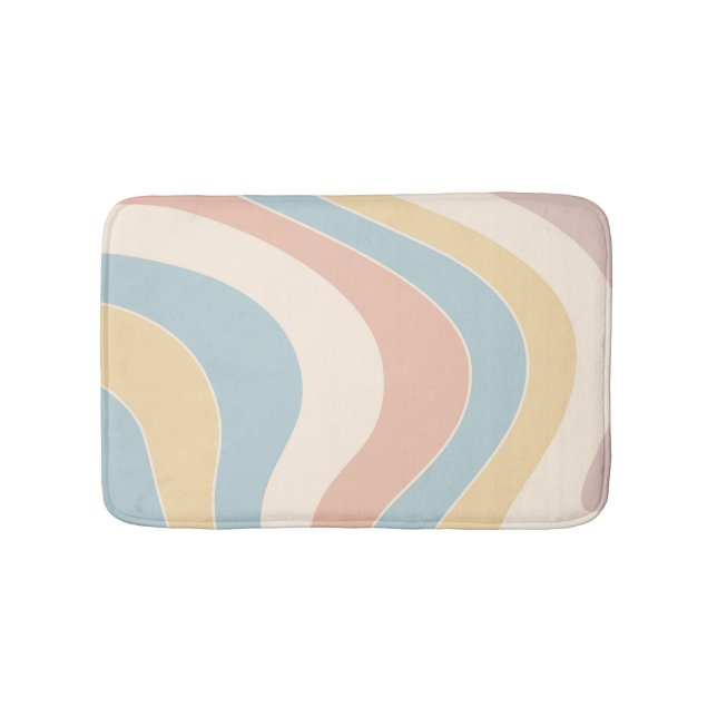 Groovy pastel retro style waves design bath mat (Front)