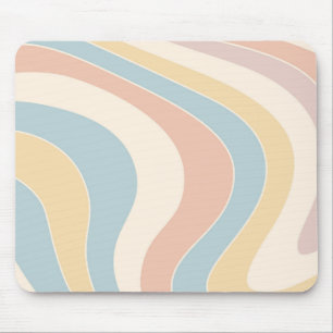 Groovy pastel retro style waves design mouse pad