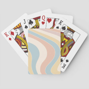 Groovy pastel retro style waves design playing cards