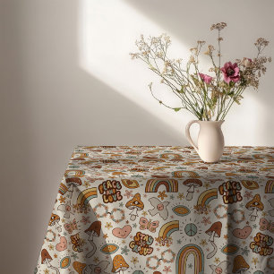 Groovy Pastel Tablecloth 60s Terracotta Accent