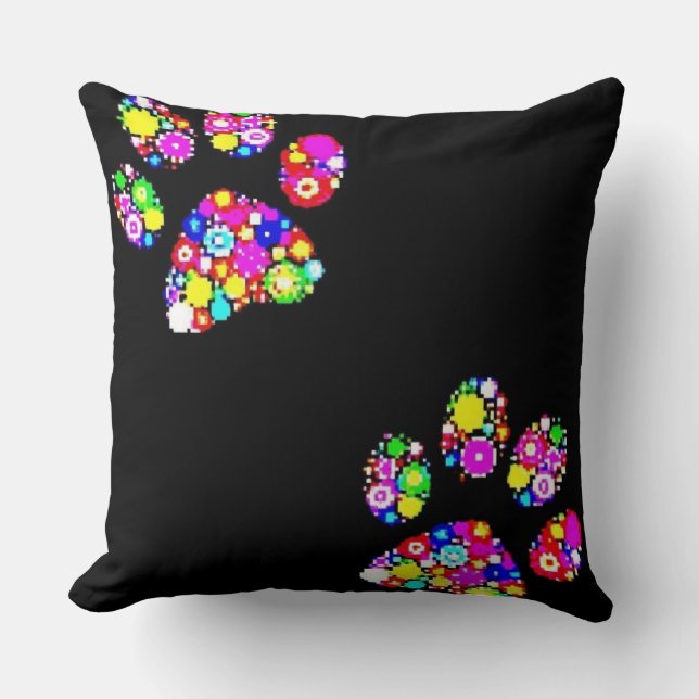 Groovy Paw Prints Cushion (Front)