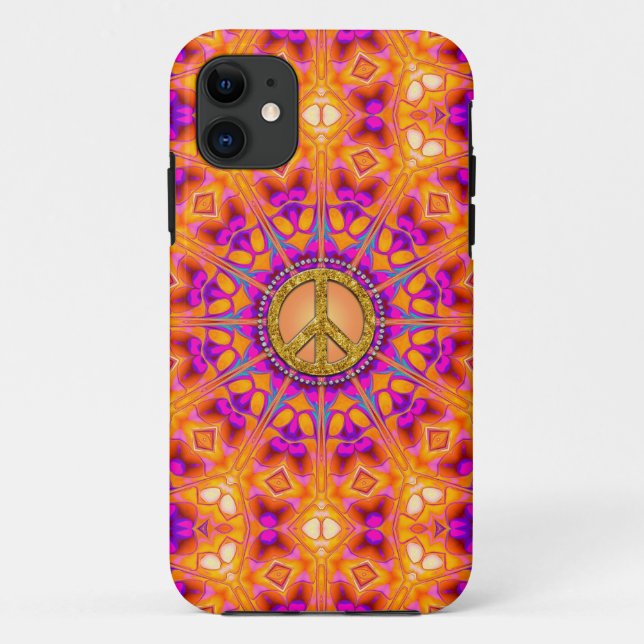 Groovy Peace Energy Mandala Orange + Pink iPhone Case-Mate iPhone Case (Back)