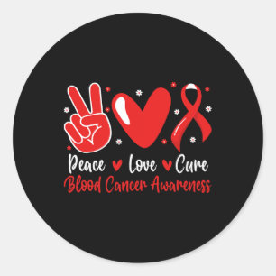 Groovy Peace Love Cure Blood Cancer Awareness Supp Classic Round Sticker