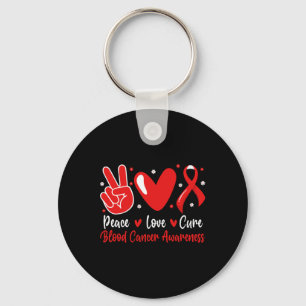 Groovy Peace Love Cure Blood Cancer Awareness Supp Key Ring