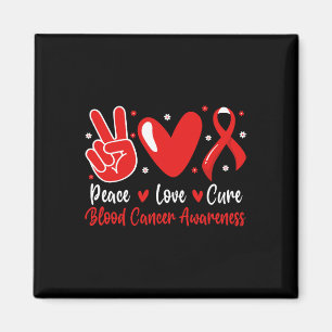Groovy Peace Love Cure Blood Cancer Awareness Supp Magnet