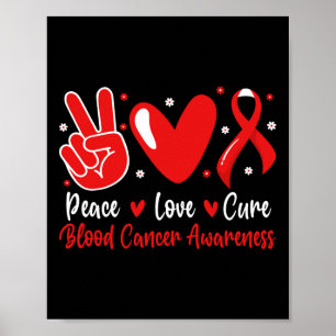Groovy Peace Love Cure Blood Cancer Awareness Supp Poster