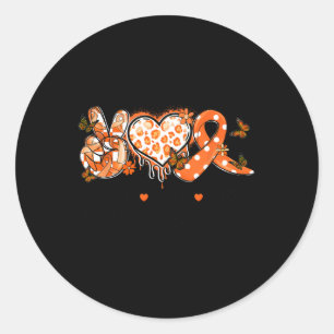 Groovy Peace Love Cure Multiple Sclerosis Awarenes Classic Round Sticker