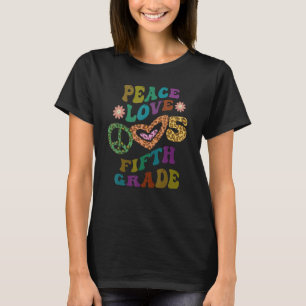 Groovy PEACE LOVE FIFTH GRADE Leopard Print 5th Gr T-Shirt
