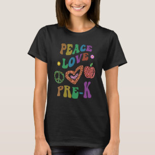 Groovy PEACE LOVE PRE K Leopard Print PreK Teacher T-Shirt