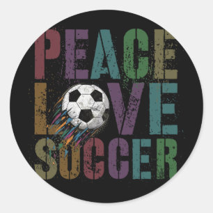 Groovy Peace Love Soccer Kickin' Ll Girls Mum Clea Classic Round Sticker