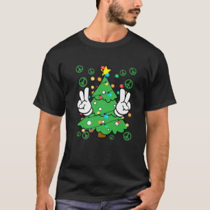 Groovy Peace Love Xmas Hippie Santa Claus Funny Ch T-Shirt