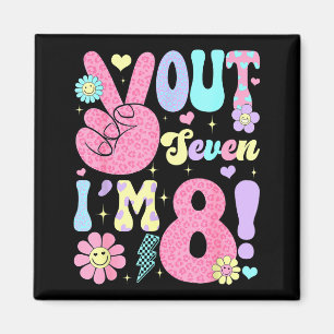 Groovy Peace Out Seven I'm 8 Years Old 8th Birthda Magnet