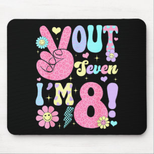 Groovy Peace Out Seven I'm 8 Years Old 8th Birthda Mouse Pad