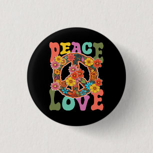 Groovy Peace Sign Love 60S 70S Hippie Costume Flow 3 Cm Round Badge