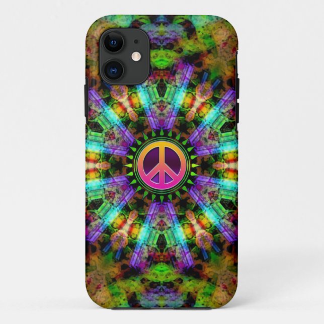 Groovy Peace Sign Rainbow Joy Case-Mate iPhone Case (Back)