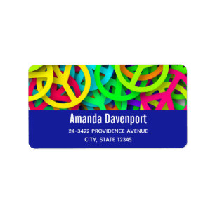 Groovy Peace Signs Rainbow Pattern Label