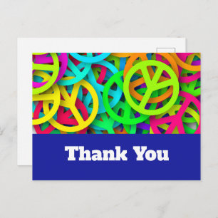 Groovy Peace Signs Rainbow Pattern Postcard