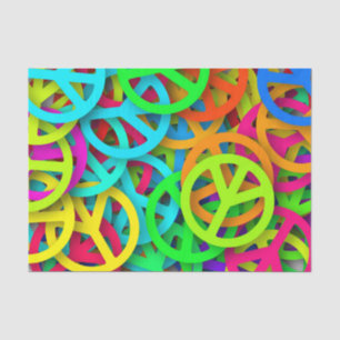 Groovy Peace Signs Rainbow Pattern Tissue Paper