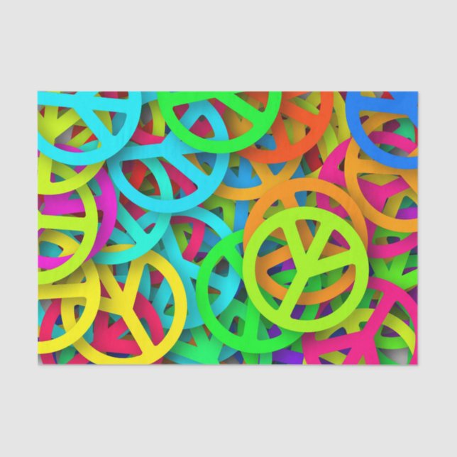 Groovy Peace Signs Rainbow Pattern Tissue Paper (Front)