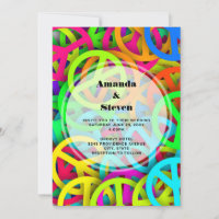 Groovy Peace Signs Rainbow Pattern Wedding