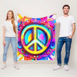 Groovy Peace Vibes Fleece Blanket