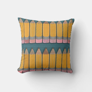 Groovy Pencils Illustrated Fun Writing Pattern Cushion