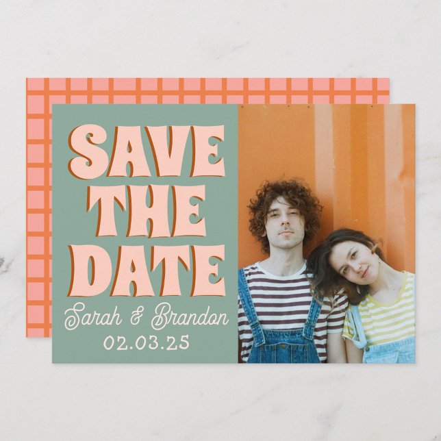 Groovy Photo Blue Pink Red Funky  Save The Date (Creator Uploaded)