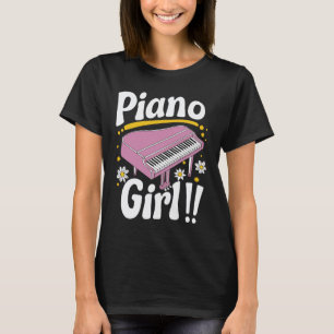 Groovy Piano Girl - Retro Pink Grand Piano T-Shirt