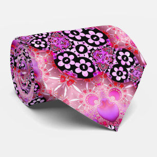 Groovy Pink and Black Fractal Tie