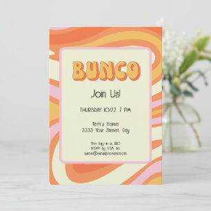 Groovy Pink and Orange Bunco Invitation
