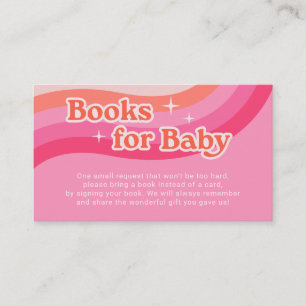 Groovy Pink Baby Shower Books For Baby Enclosure Card