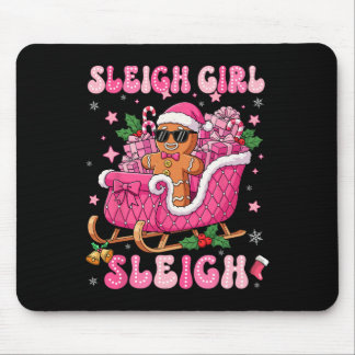 Groovy Pink Gingerbread Sleigh Coquette Bow Christ Mouse Pad