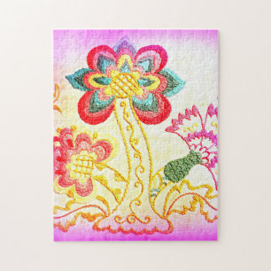 groovy pink palm tree jigsaw puzzle