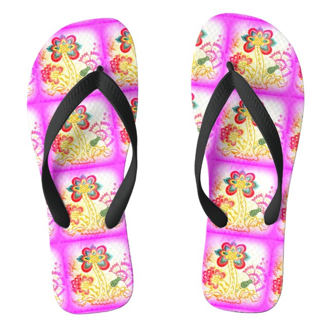 groovy pink palm trees thongs (Footbed)