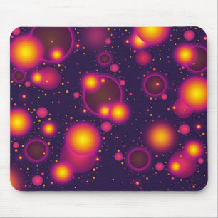 Groovy Pink Purple and Yellow Glowing Bubbles Mouse Pad