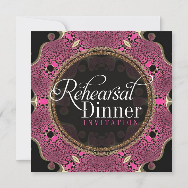 Groovy Pink Rehearsal Dinner Invitations (Front)