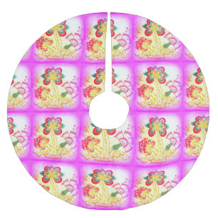 groovy pink tropical palm trees tree skirt