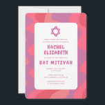 Groovy Pink Waves Star of David Custom Bat Mitzvah Invitation<br><div class="desc">Perfect card to announce a bat mitzvah or other Jewish celebration! Hand made art for you with handlettering on the back side! FULLY CUSTOMIZABLE! Click on “Personalise” above to edit the text. Click "edit using design tool" to adjust the fonts, colours and placements and to delete the back side design...</div>