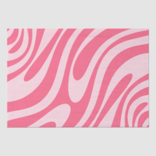 Groovy Pink Wavy Loops Retro Abstract Pattern Tissue Paper