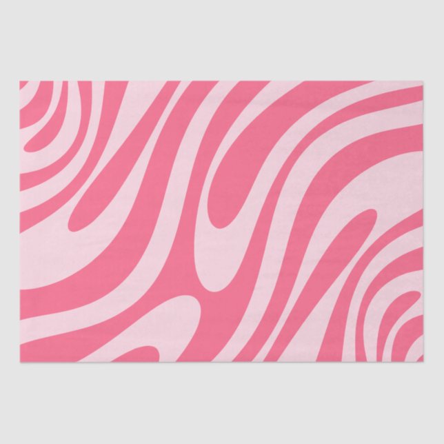 Groovy Pink Wavy Loops Retro Abstract Pattern Tissue Paper (Front)