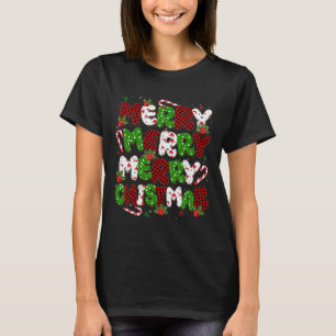 Groovy Plaid Merry Christmas Xmas Family Mens Wome T-Shirt