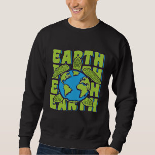 Groovy Planet Earth Day Sea Turtle Ocean Environm Sweatshirt