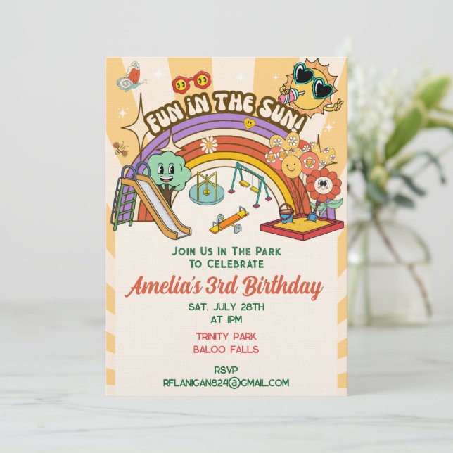Groovy Playground Birthday Birthday Invite (Standing Front)