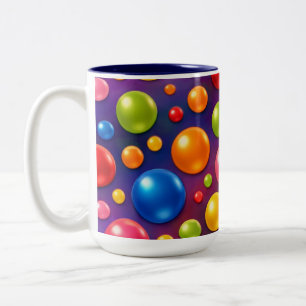 groovy polka dots Two-Tone coffee mug